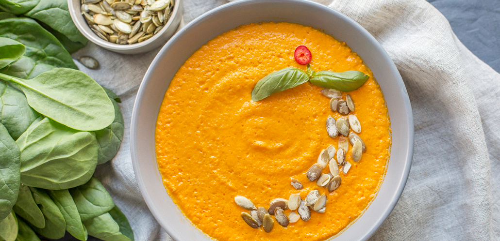 Pumpkin soup made from a soup production line for tinned soup.